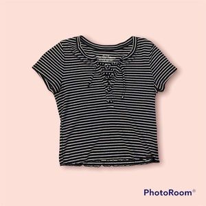 Hollister Navy Striped Must Have Collection Crop Top